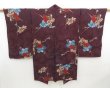 Photo1: 4602T07z420 Antique Japanese Kimono Silk HAORI  Dark grape (1)