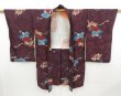 Photo6: 4602T07z420 Antique Japanese Kimono Silk HAORI  Dark grape (6)