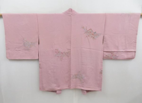 Photo1: 4603T01z560 Vintage Japanese Kimono Silk HAORI Booklet Pink (1)