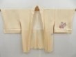 Photo5: 4603T03z540 Vintage Japanese Kimono Silk HAORI Flowers Light cream (5)