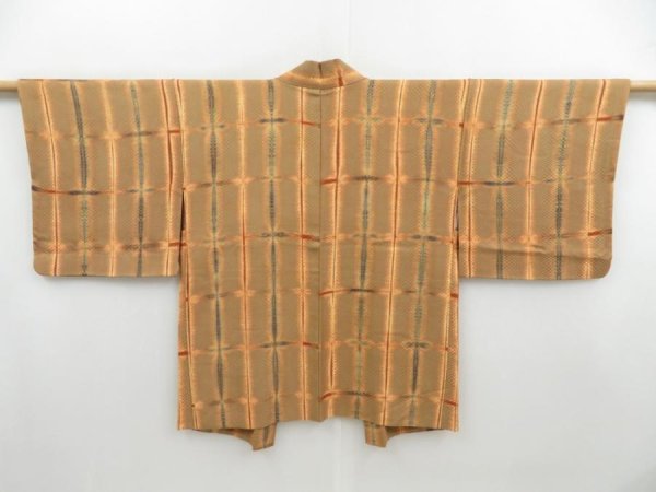 Photo1: 4603T15z560 Vintage Japanese Kimono Silk HAORI  Brown-Gray (1)