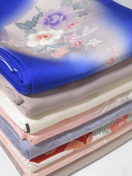 Photo1: 9TK04z81  Japanese Kimono Silk TSUKESAGE 8pcs FREE SHIPPING (1)