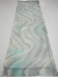 Photo5: 2T01z60  Japanese Kimono Silk  FABRIC Stream Light blue-gray 41.7x14.4 (5)