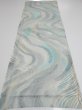 Photo5: 2T02z60  Japanese Kimono Silk  FABRIC Stream Light blue-gray 41.7x14.6 (5)