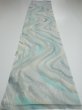 Photo5: 2T04z90  Japanese Kimono Silk  FABRIC Stream Light blue-gray 66.1x14.4 (5)