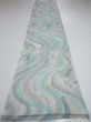 Photo5: 2T05z90  Japanese Kimono Silk  FABRIC Stream Light blue-gray 64.6x14.6 (5)