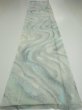 Photo5: 2T06z90  Japanese Kimono Silk  FABRIC Stream Light blue-gray 65.4x14.6 (5)