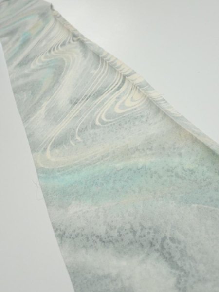 Photo1: 2T08z40  Japanese Kimono Silk  FABRIC Stream Light blue-gray 57.5x7.1 (1)