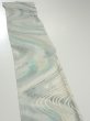 Photo3: 2T08z40  Japanese Kimono Silk  FABRIC Stream Light blue-gray 57.5x7.1 (3)