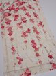 Photo2: 2U02z70  Japanese Kimono Silk  FABRIC Plum branch Off-white 46.5x14.2 (2)