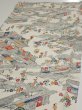 Photo3: 2S01z60  Japanese Kimono Silk  FABRIC Edo era Off-white 40.2x14.6 (3)