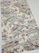 Photo2: 2S02z60  Japanese Kimono Silk  FABRIC Edo era Off-white 40.9x14.6 (2)