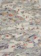 Photo1: 2S04z90  Japanese Kimono Silk  FABRIC Edo era Off-white 63.0x14.6 (1)