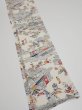 Photo2: 2S07z40  Japanese Kimono Silk  FABRIC Edo era Off-white 58.3x7.3 (2)