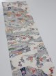 Photo3: 2S10z30  Japanese Kimono Silk  FABRIC Edo era Off-white 34.6x7.3 (3)