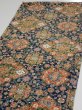 Photo3: 2S02z50  Japanese Kimono Silk  FABRIC Flowers Dark navy 37.8x14.2 (3)