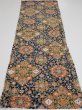 Photo5: 2S02z50  Japanese Kimono Silk  FABRIC Flowers Dark navy 37.8x14.2 (5)