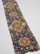 Photo2: 2S08z40  Japanese Kimono Silk  FABRIC Flowers Dark navy 54.3x7.1 (2)