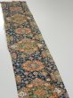 Photo3: 2S08z40  Japanese Kimono Silk  FABRIC Flowers Dark navy 54.3x7.1 (3)