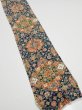 Photo2: 2S09z50  Japanese Kimono Silk  FABRIC Flowers Dark navy 78.7x6.5 (2)