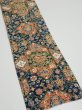 Photo2: 2S10z30  Japanese Kimono Silk  FABRIC Flowers Dark navy 34.6x6.7 (2)