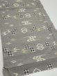 Photo2: 2S01z50  Japanese Kimono Silk  FABRIC Ryukyu-kasuri Gray 38.2x14.8 (2)