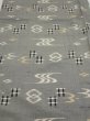 Photo1: 2S02z50  Japanese Kimono Silk  FABRIC Ryukyu-kasuri Gray 38.2x14.8 (1)