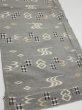 Photo2: 2S02z50  Japanese Kimono Silk  FABRIC Ryukyu-kasuri Gray 38.2x14.8 (2)