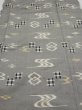 Photo1: 2S04z80  Japanese Kimono Silk  FABRIC Ryukyu-kasuri Gray 61.0x15.0 (1)