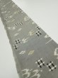 Photo1: 2S07z40  Japanese Kimono Silk  FABRIC Ryukyu-kasuri Gray 56.7x7.3 (1)