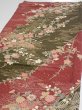 Photo3: 2S01z60  Japanese Kimono Silk  FABRIC Flowers Dull red 42.1x14.8 (3)