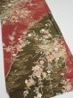 Photo2: 2S02z60  Japanese Kimono Silk  FABRIC Flowers Dull red 42.1x14.8 (2)