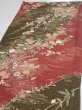 Photo3: 2S02z60  Japanese Kimono Silk  FABRIC Flowers Dull red 42.1x14.8 (3)