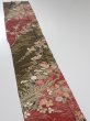 Photo3: 2S07z50  Japanese Kimono Silk  FABRIC Flowers Dull red 62.2x7.5 (3)