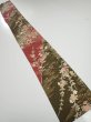 Photo5: 2S07z50  Japanese Kimono Silk  FABRIC Flowers Dull red 62.2x7.5 (5)