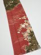 Photo2: 2S10z30  Japanese Kimono Silk  FABRIC Flowers Dull red 37.8x6.9 (2)