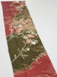 Photo3: 2S10z30  Japanese Kimono Silk  FABRIC Flowers Dull red 37.8x6.9 (3)