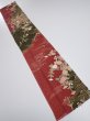 Photo6: 2S10z30  Japanese Kimono Silk  FABRIC Flowers Dull red 37.8x6.9 (6)