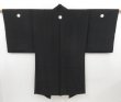 Photo3: 4604T03z560 Vintage Japanese Kimono Silk Men's HAORI Jigami Black (3)