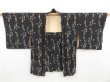 Photo5: 4604T04z520 Vintage Japanese Kimono Silk HAORI Flower Black (5)