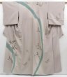 Photo1: 4604T08z980 Vintage Japanese Kimono Silk TSUKESAGE Flowers Light gray (1)