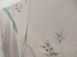 Photo2: 4604T08z980 Vintage Japanese Kimono Silk TSUKESAGE Flowers Light gray (2)