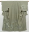 Photo2: 4604T09z1030  Japanese Kimono Silk TSUKESAGE Embro Flowers Sage green (2)