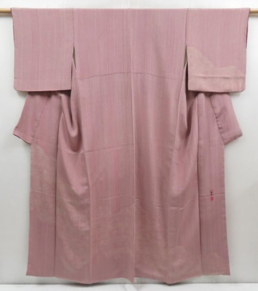 Photo1: 4604T10z1010  Japanese Kimono Crepe Silk TSUKESAGE Artist work Stream Pink (1)