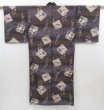 Photo1: 4607T05z640 Vintage Japanese Kimono Silk Men's JUBAN  Purple-Gray (1)