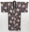 Photo5: 4607T05z640 Vintage Japanese Kimono Silk Men's JUBAN  Purple-Gray (5)