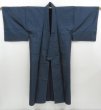 Photo5: 4607T11z750 Vintage Japanese Kimono Silk Men's Oshima Tsumugi  Dark navy (5)