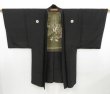 Photo5: 4608T03z530 Vintage Japanese Kimono Silk Men's HAORI Kagaribi Black (5)