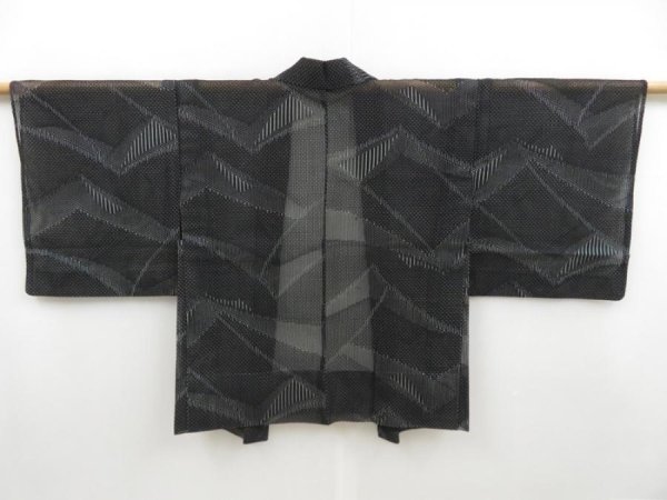 Photo1: 4608T06z300  Japanese Kimono Blend silk See through HAORI  Black (1)