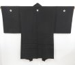 Photo4: 4608T07z720 Vintage Japanese Kimono Silk Men's HAORI Mt.Fuji Black (4)